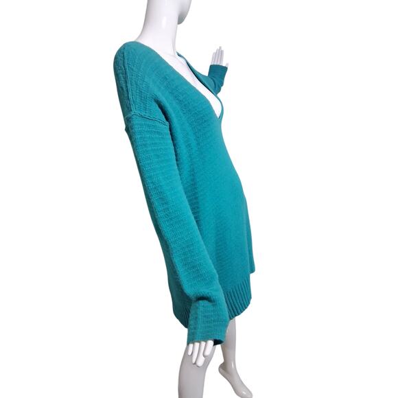 FREE PEOPLE Blue Heart It Laces Oversized Women's Small Grungecore Prep Sweater - Picture 6 of 13